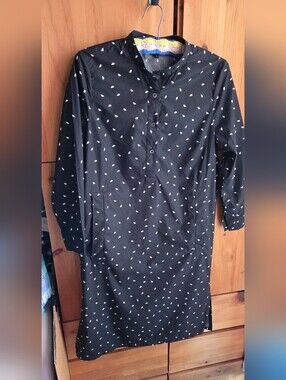 A.P.C. Rue Madame Paris Black Patterned Cotton Shirtdress Size Small